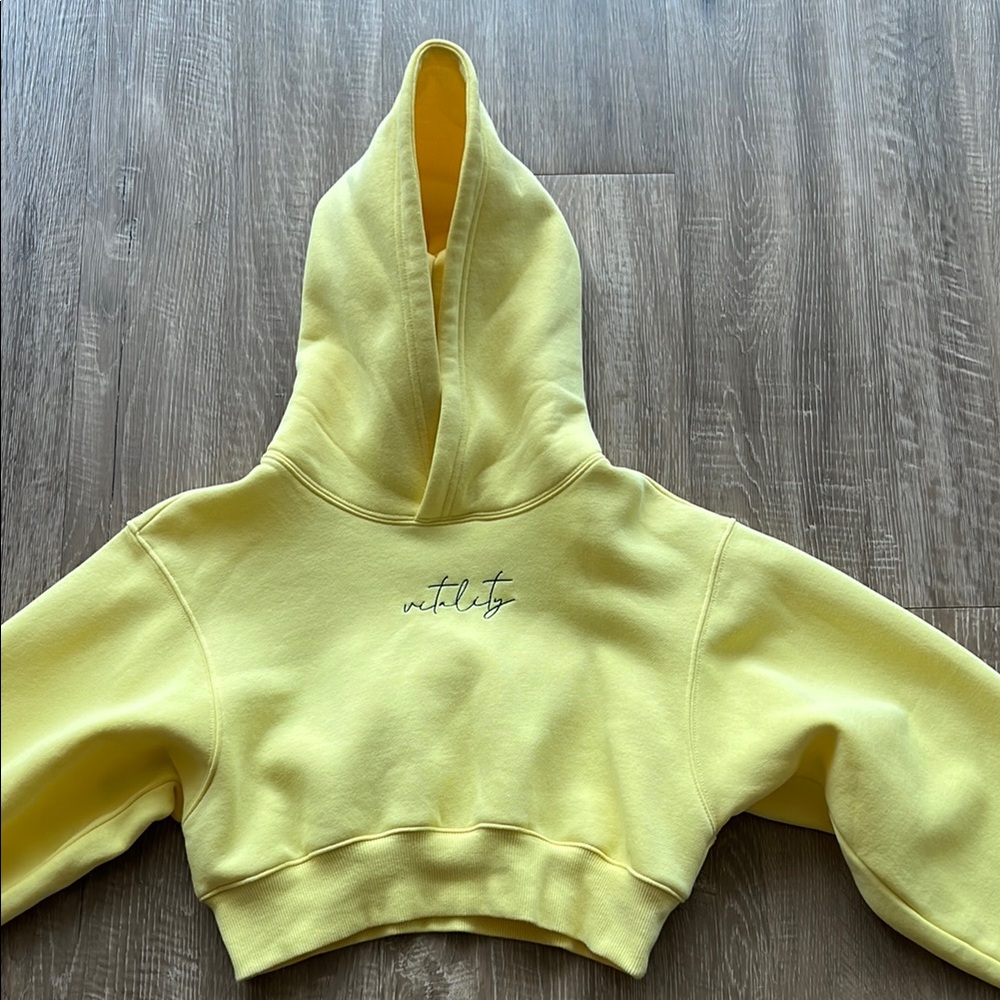 NWOT Vitality cropped Hoodie Yellow XS